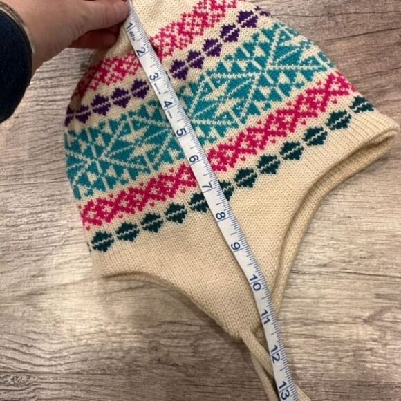 Vintage 70s  Meister Nordic Alpine‎ 100% Wool Colorful Winter Pom Pom Hat Toque - Picture 10 of 11